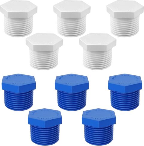 Coshar RV Hot Water Heater Drain Plug 10Pcs 3/4 Inch NPT Male Thread Plugs Drain Plug White Plastic Drain Plugs PVC Pipe Fittings End Caps Coupling Adapter (White) in Saudi Arabia
