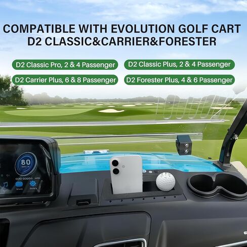 حامل هاتف عربة الجولف وصينية تخزين متوافقة مع Evolution D2 Classic، Carrier & Forester، سلة تخزين كبيرة السعة مع فتحة تصريف، ملحقات عربة الجولف Ev، أسود in Kuwait