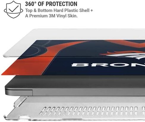 حافظة Skinit + غلاف متوافق مع جهاز MacBook Pro 14in (2021) - تصميم جيرسي لفريق Denver Broncos مرخص رسميًا من الدوري الوطني لكرة القدم الأمريكية in Saudi Arabia