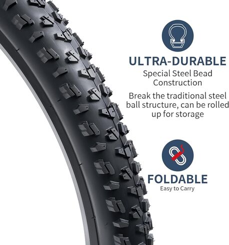 2-PCS 26" Folding Replacement Bike Tires 26x1.95/52-559 Mountain, MTB, Off-Road Bicycle Tires (Y-1582) in Saudi Arabia