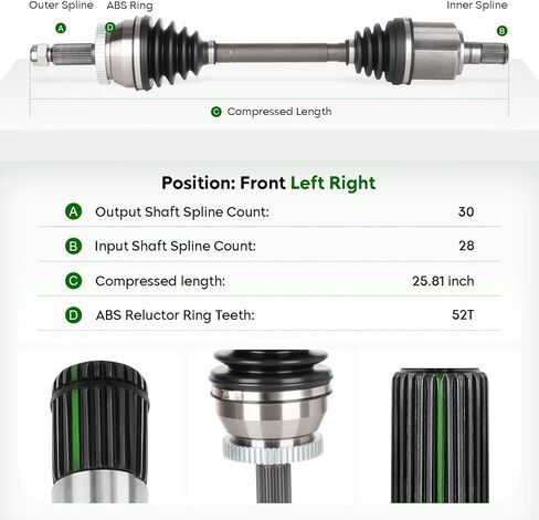 2PCs Front CV Axle Shaft Assembly Fit for Hyundai Santa Fe 2010-2012 2.4L 3.5L, Fit for Kia Sorento 2011-2013 2.4L 3.5L, Automatic Transmission Only,Left and Right Side in Saudi Arabia