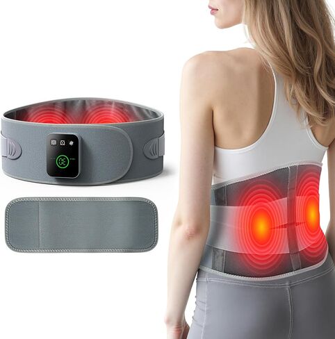 Cordless Heating Pad with Massager, 3 Heat Levels (113°F-152°F) & 3 Vibration Modes, 5000mAh Rechargeable Portable Back Heating Pad with 20/30/40 Min Timer, 57in Straps for Lower Back Pain Relief in Saudi Arabia