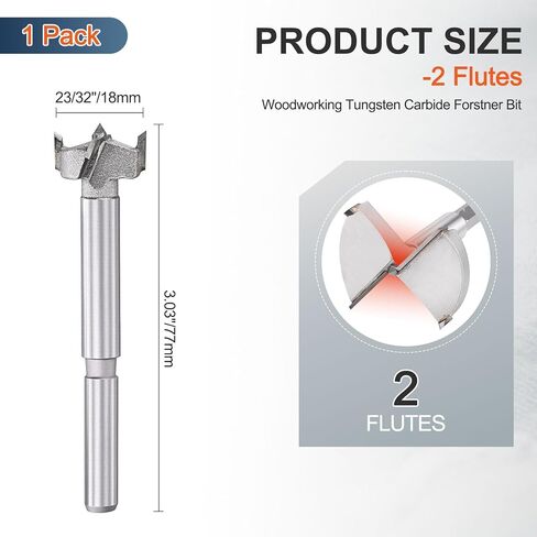 DTGN 15/32"(12mm) Forstner Drill Bit - 1Pack - Good for Wood Plastic Plywood - 2 Flutes Tungsten Carbide Woodworking Hole Saw Cutter with Round Shank - Silver in Saudi Arabia