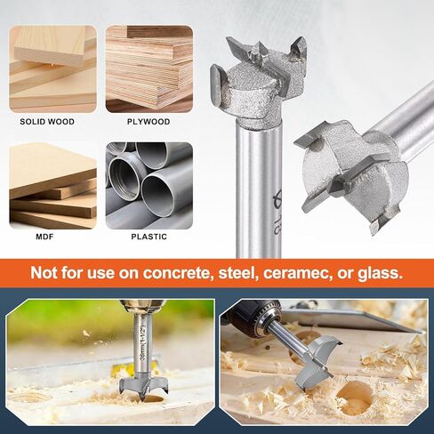 DTGN 15/32"(12mm) Forstner Drill Bit - 1Pack - Good for Wood Plastic Plywood - 2 Flutes Tungsten Carbide Woodworking Hole Saw Cutter with Round Shank - Silver in Saudi Arabia