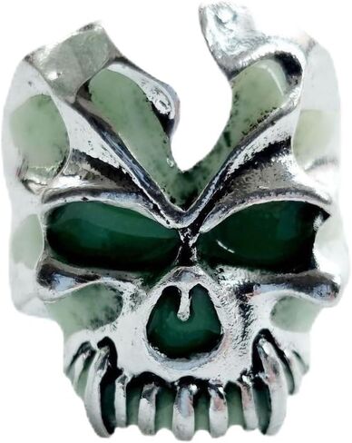 خاتم جمجمة للنساء والرجال فضي يتوهج في الأزرق الداكن والأخضر قابل للتعديل للرجال خاتم قوطي Y2k غربي الإبهام السائق مجوهرات رائعة فريدة من نوعها in Kuwait