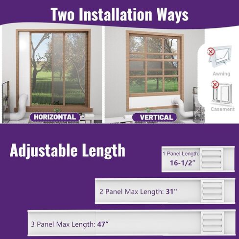 Mxclimate Window Vent Kit Fit with 3"/4" Ducting Hose for Sliding Windows,Adjustable Window Seal Kit for Duct Fans,3D Printer Enclosure,Dryer,Grow Tent in Saudi Arabia