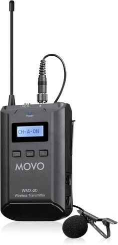 Movo WMX-20-TX Omnidirectional Wireless Lavalier Microphone and Transmitter - Lapel Mic for WMX-20 UHF Wireless Microphone System - Lav Mic for Vlogger, Creator, Videographer, Reporter, Youtuber in Saudi Arabia