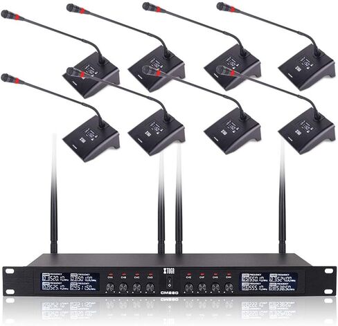 XTUGA CM280 8 Channel Wireless Gooseneck Microphone System, UHF Fixed Frequency Conference Mics with Crystal-Clear Audio for Corporate Boardrooms, Government Meetings & Large Conferences in Saudi Arabia