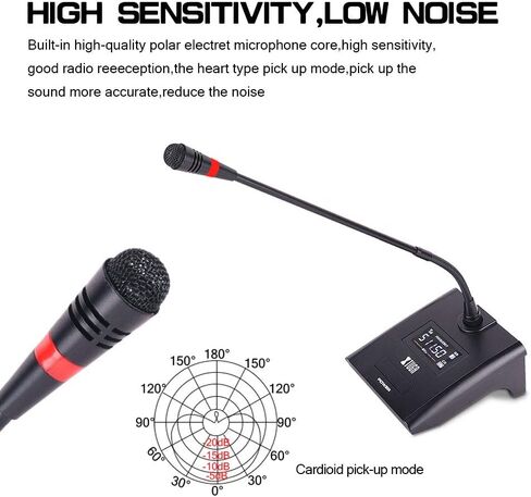 XTUGA CM280 8 Channel Wireless Gooseneck Microphone System, UHF Fixed Frequency Conference Mics with Crystal-Clear Audio for Corporate Boardrooms, Government Meetings & Large Conferences in Saudi Arabia
