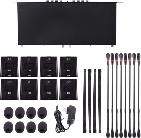 XTUGA CM280 8 Channel Wireless Gooseneck Microphone System, UHF Fixed Frequency Conference Mics with Crystal-Clear Audio for Corporate Boardrooms, Government Meetings & Large Conferences in Saudi Arabia