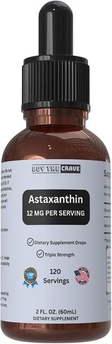 Astaxanthin Liquid Drops Infused with Cold Pressed Extra Virgin Olive Oil – 12mg per Serving – Natural Antioxidant Support – 2 fl oz Dropper Bottle – Vegan, Non-GMO in Saudi Arabia