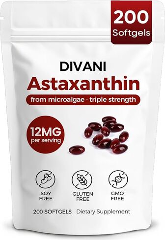 Divani Astaxanthin, Natural Astaxanthin, Non-GMO, Gluten-Free, Soy Free, Daily Eye, Skin Support (1) in Saudi Arabia