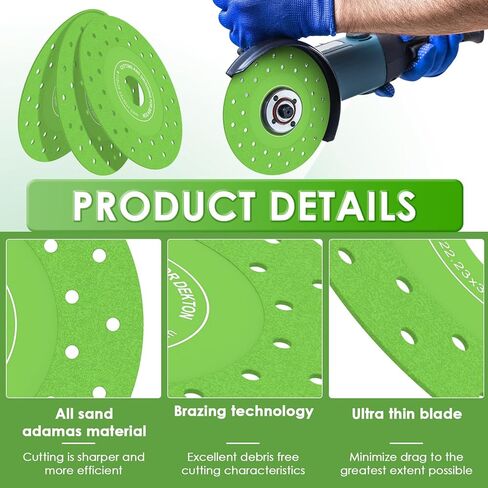 6Pcs 4.5inch Rock Slab Grinding Disc Flat Angle Grinder Cutting Disc Efficient Diamond Tile Cutting Disc Marble Tile Blade for Marble Granite Ceramic with 12 Reducing Washers in Kuwait