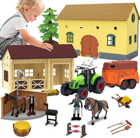 109PCS Farm Animals Toys Set Comes with Barn, Rice Storehouse, Rice Trolley, Milking shed, Farmer, Fence - Playset for Kids Toddlers Boys Girls 5+ Years Old in Saudi Arabia