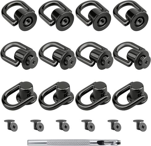 12 PCS D Rings for Purse with Hole Punch Tool - 360 Degree Rotatable D Ring for Purse, Bag Hardware, Belt, DIY Leather Craft, Craft Accessories Decoration (Gold) in Saudi Arabia