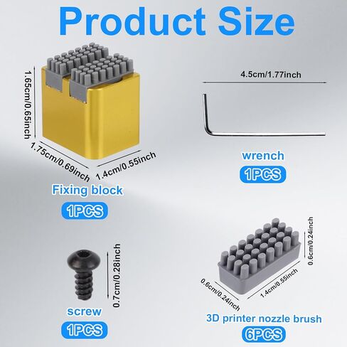 6pcs Silicone Nozzle Brush for Bambu-Lab P1P/P1S/X1/X1C/X1E 3D Printer, Heat-Resistant Nozzle Wiper with Fixing Block Cleaning Tools for 3D Printer X1/P1 Accessories in Saudi Arabia