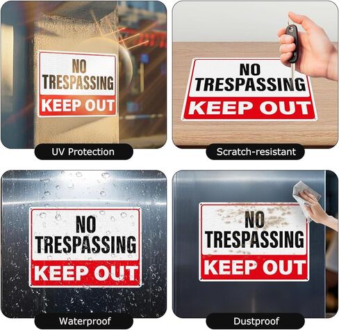 2 Pack No Trespassing Signs Keep Out Private Property Sign 14 × 10 Inches High Reflective Waterproof Aluminum Metal Signage with Pre-Drilled Holes for Home Yard Warehouse Construction Site in Saudi Arabia