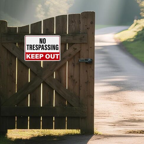 2 Pack No Trespassing Signs Keep Out Private Property Sign 14 × 10 Inches High Reflective Waterproof Aluminum Metal Signage with Pre-Drilled Holes for Home Yard Warehouse Construction Site in Saudi Arabia