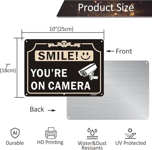 لافتة You're On Camera 4 Pack، لافتة مراقبة فيديو من الألومنيوم خالية من الصدأ مقاس 10 × 7 بوصة، محمية من الأشعة فوق البنفسجية، مقاومة للبهتان in Kuwait