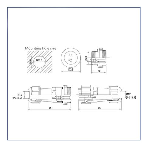 1PCS SP21 IP68 Waterproof Connector(SP21-4D) in Saudi Arabia