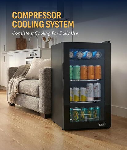 NewAir AB-1000 100 Can Freestanding Beverage Fridge in Stainless Steel, Silver in Saudi Arabia