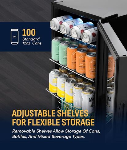 NewAir AB-1000 100 Can Freestanding Beverage Fridge in Stainless Steel, Silver in Saudi Arabia