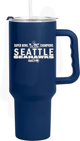FANMATS Seattle Seahawks Super Bowl 60 Champions 40 oz Stainless Steel Tumbler - Official Super Bowl Champs Champions Logo, Team Color & Handle & Straw Built-In in Saudi Arabia