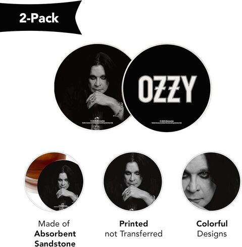 Desert Cactus Ozzy Osbourne Car Accessories Absorbent Sandstone Cup Coasters Licensed Product Set of 2 (Design C) in Saudi Arabia