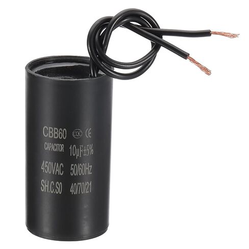 PATIKIL 10uf CBB60 Run Capacitor, AC 450V 2 Wires 50/60Hz Motor Running Capacitor 61x31.5x61, Black in Saudi Arabia