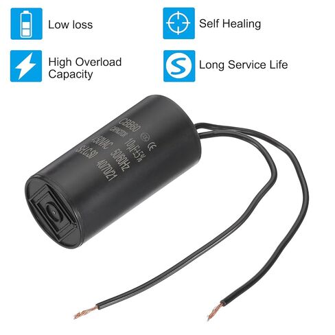 PATIKIL 10uf CBB60 Run Capacitor, AC 450V 2 Wires 50/60Hz Motor Running Capacitor 61x31.5x61, Black in Saudi Arabia
