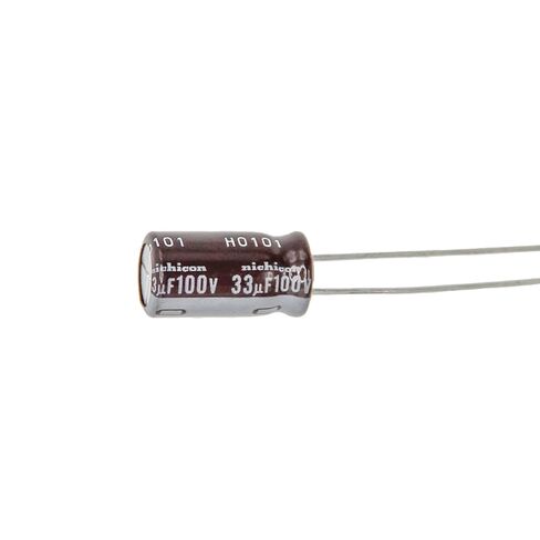 8pcs Nichicon 33uF 100V Radial Electrolytic Capacitors 105°C | 8x15mm Compact Size | High Temp Long Life Audio Grade Replacements for DIY, Repair, Electronics Projects in Saudi Arabia