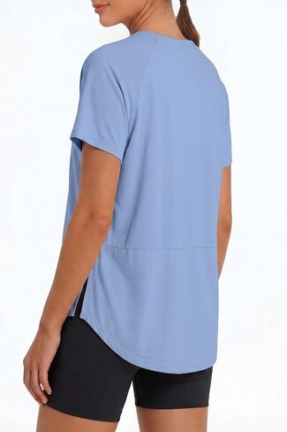KevaMolly Side Slit Workout Tops for Women UPF50+ UV Protection Short Sleeve Athletic Shirts Quick Dry Gym Yoga Running Tee in Saudi Arabia