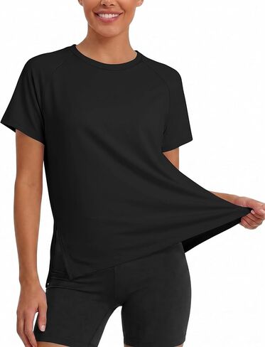 KevaMolly Side Slit Workout Tops for Women UPF50+ UV Protection Short Sleeve Athletic Shirts Quick Dry Gym Yoga Running Tee in Saudi Arabia