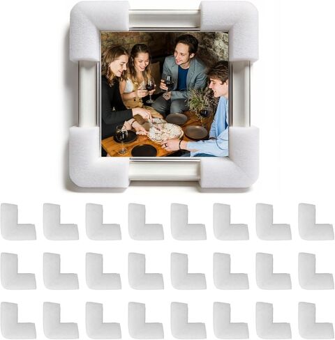 24PCS Foam Corner Protectors, High-Density L-Shaped Edge Protection for TV, Picture Frames, Mirror, Furniture, 10×10cm with 3.5cm Slot, Tool-Free Installation for Shipping, Moving, Storage in Saudi Arabia