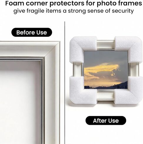 24PCS Foam Corner Protectors, High-Density L-Shaped Edge Protection for TV, Picture Frames, Mirror, Furniture, 10×10cm with 3.5cm Slot, Tool-Free Installation for Shipping, Moving, Storage in Saudi Arabia