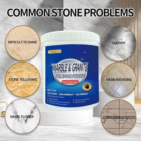 Marble Polishing Powder 2.2LB for Stone Restoration, Stone Polish Compound for Marble, Granite and Natural Stone, Removes Dullness, Water Spots and Light Scratches for Countertops Floors Tile in Saudi Arabia