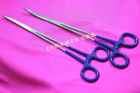 German Stainless Steel Rochester Pean HEMOSTAT Forceps Straight + Curved Serrated TIP 10" (CYNAMED Brand) in Saudi Arabia