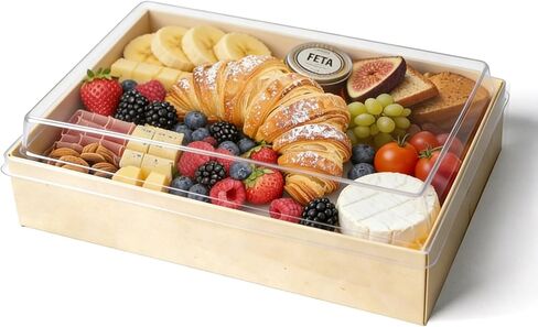 Wooden Bento Boxes W/Lids 25PK, Luxury Food Container Box To Go Oil-proof, Charcuteie Board Box for Sushi Fruit Pastry for Party Picnics [9.5"x7.5"x2.75"] in Saudi Arabia