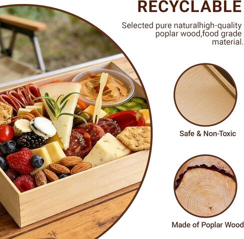 Wooden Bento Boxes W/Lids 25PK, Luxury Food Container Box To Go Oil-proof, Charcuteie Board Box for Sushi Fruit Pastry for Party Picnics [9.5"x7.5"x2.75"] in Saudi Arabia