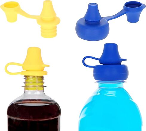 حزمة KiddiKap العالمية - 1 كيس علوي و1 غطاء زجاجة رياضية - أغطية فوهة سيليكون مقاومة للانسكاب بنسبة 100% قابلة لإعادة الاستخدام لأكياس الوجبات الخفيفة وزجاجات المشروبات الرياضية - مجموعة سفر للحد من التسرب للأطفال in Kuwait