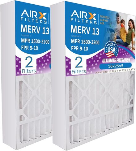 AIRX FILTERS WICKED CLEAN AIR. 16x25x5 Air Filter MERV 13 Compatible with Ultravation 91-005 Furnace Filter MERV 13 in Saudi Arabia