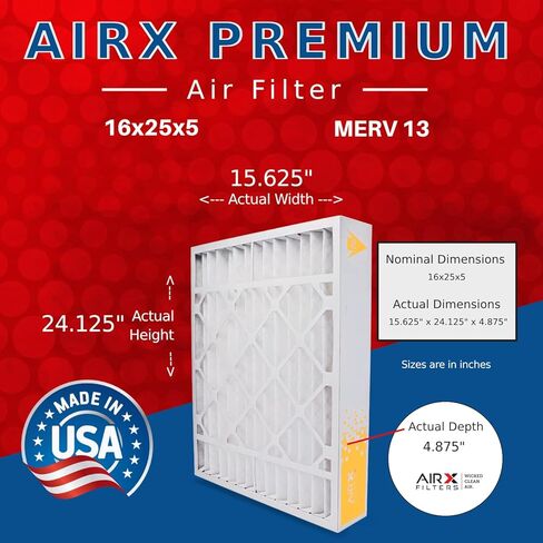 AIRX FILTERS WICKED CLEAN AIR. 16x25x5 Air Filter MERV 13 Compatible with Ultravation 91-005 Furnace Filter MERV 13 in Saudi Arabia