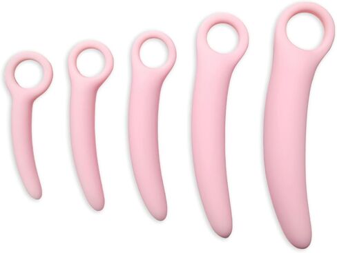 مدلك السيليكون، مجموعة تدريب موسع عضلات قاع الحوض من السيليكون - 5 عبوات (وردي) in Kuwait