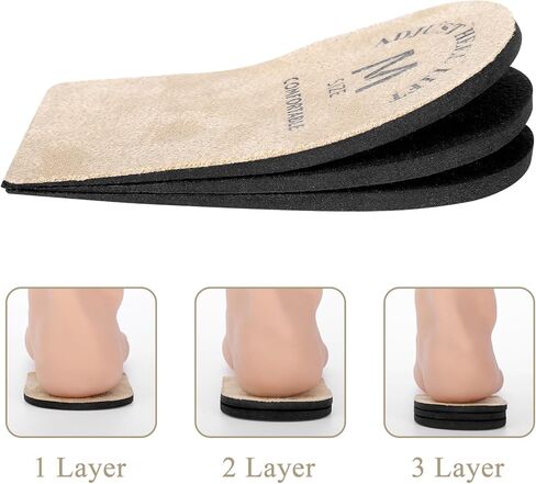 2Pcs Adjustable Heel Lift Inserts for Shoes, 3 Layers Height Increase Insoles for Women Men Achilles Tendonitis, Plantar Fasciitis, Shoe Lifts, Heel Pain, Leg Length Discrepancy(Medium) in Saudi Arabia