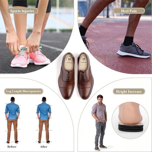 2Pcs Adjustable Heel Lift Inserts for Shoes, 3 Layers Height Increase Insoles for Women Men Achilles Tendonitis, Plantar Fasciitis, Shoe Lifts, Heel Pain, Leg Length Discrepancy(Medium) in Saudi Arabia