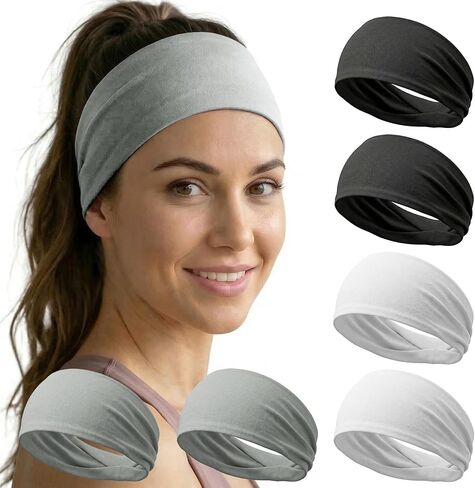 Acozycoo 6 Pack Headbands for Women - Non Slip Soft Wide Hair Bands for Yoga, Fashion, Workouts, Washing Face & Daily Use - Sweat Wicking Stretchy Workout Accessories for All Hair Types in Kuwait