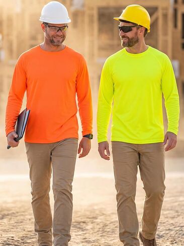 Cuffbow 6 Pcs Hi Vis Long Sleeve Shirts for Men Bulk UPF 50+ Sun Protection Athletic Safety Construction Workwear Breathable Moisture Wicking Shirts for Hiking Running Workout Rash Guard in Saudi Arabia