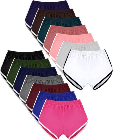 Lasnten 14 Pcs Shorts Women Yoga Athletic Elastic Summer Breathable Sports Polyester Cotton Workout Shorts in Saudi Arabia