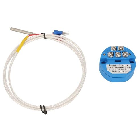PT100 Temperature Transmitter DC24V 0-10V Output – 0-100℃ Range Sensor with Potentiometer Adjustment for Industrial PLC Systems in Saudi Arabia