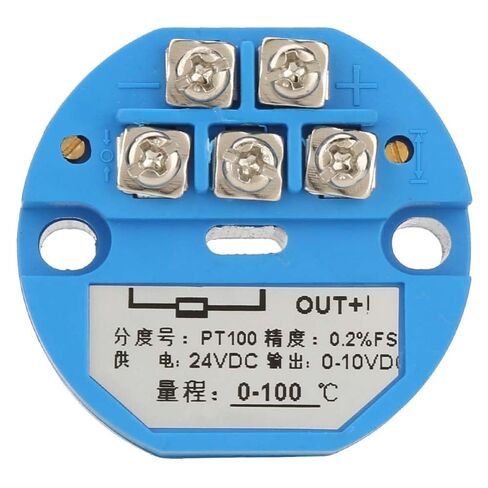 PT100 Temperature Transmitter DC24V 0-10V Output – 0-100℃ Range Sensor with Potentiometer Adjustment for Industrial PLC Systems in Saudi Arabia